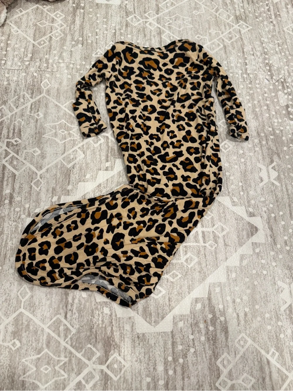 Posh Peanut Neutral Leopard Print Baby Gown - Tan, Black, Gray
